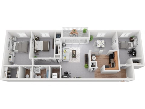 2 Bedroom 1.5 Bath with Den 1224sf Floor Plan,  at Padonia Village Apartments, Timonium MD